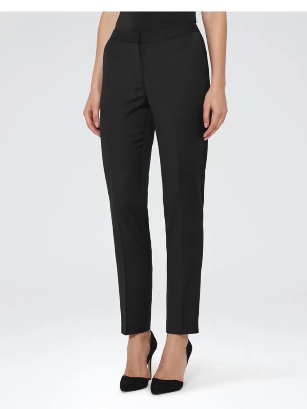 Reiss Huxley Black Slim Tapered Ankle Trousers